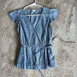 J. Crew Peplum Blouse w/ wrap ties and flutter sleeves